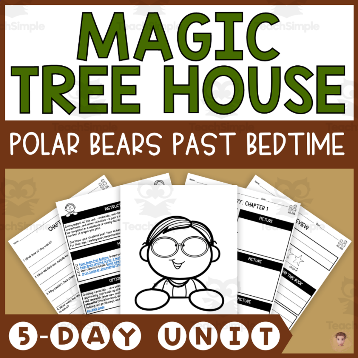An educational teaching resource from Heather Huhman entitled Polar Bears Past Bedtime (Magic Tree House #12 Lesson Plan, Videos, Activities) downloadable at Teach Simple.