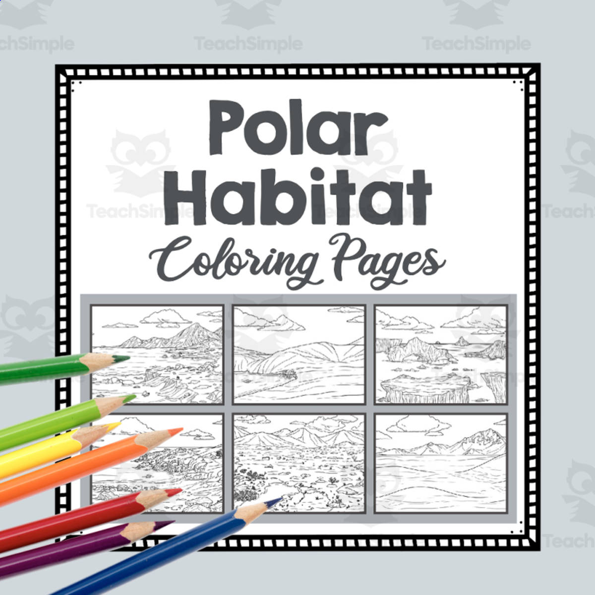 An educational teaching resource from Simply Schoolgirl entitled Polar Habitat Coloring Pages | Line Art Templates | Biome Art Project | Tundra | Arctic downloadable at Teach Simple.