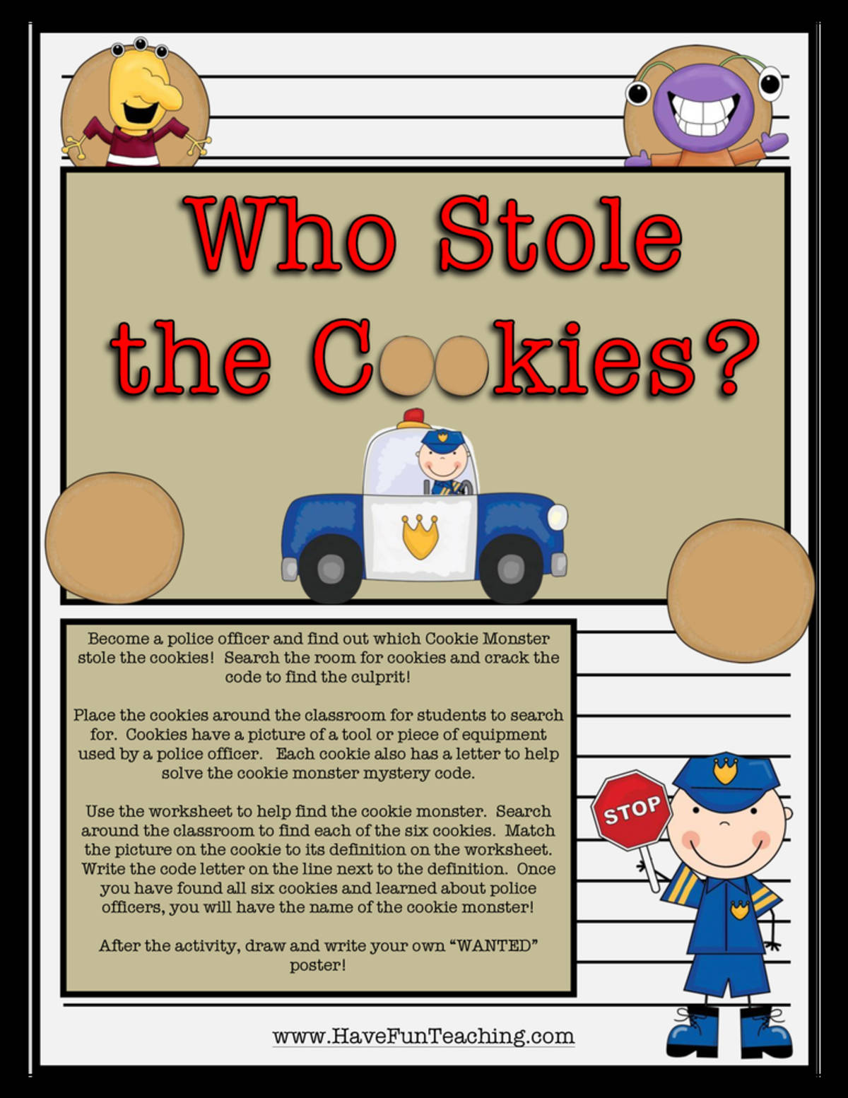 An educational teaching resource from Have Fun Teaching entitled Police Station Activity downloadable at Teach Simple.