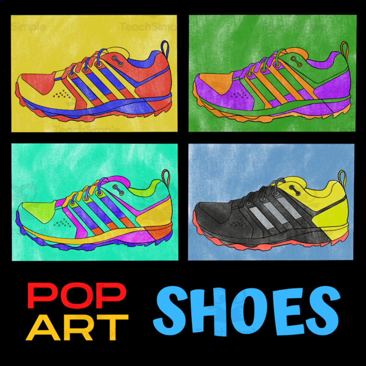 An educational teaching resource from The Art Ninja entitled Pop Art Shoes downloadable at Teach Simple.