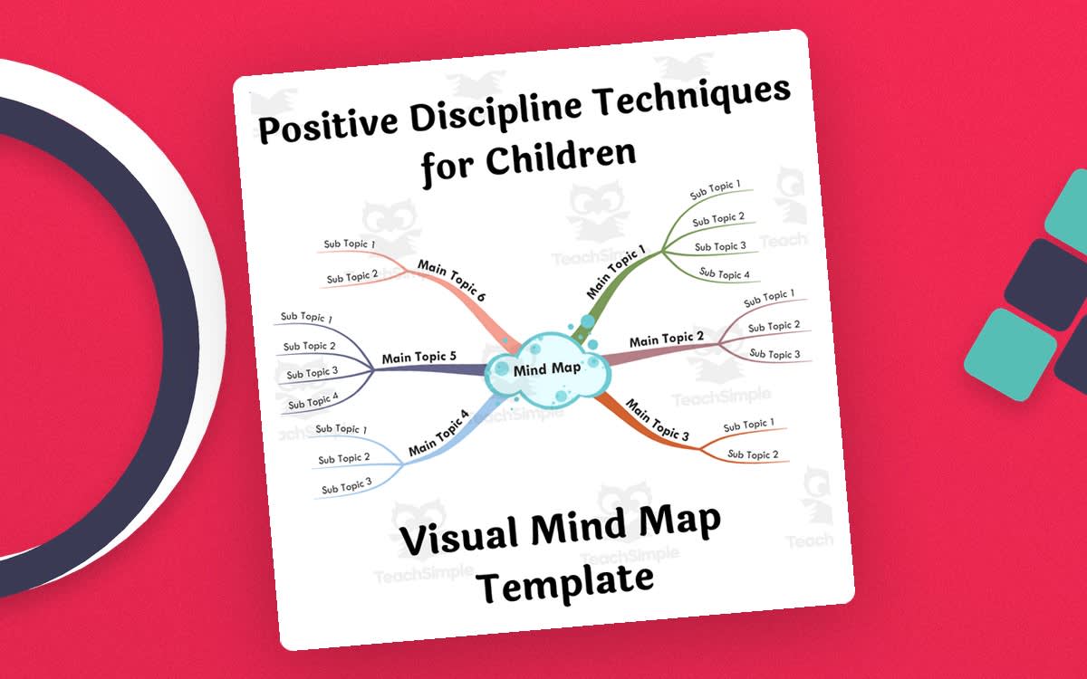 An educational teaching resource from BookoMap entitled Positive Discipline Techniques – Visual Mind Map downloadable at Teach Simple.