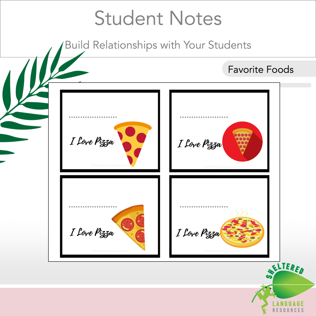 An educational teaching resource from Sheltered Language Resources entitled Positive Notes to Students - Food Themed downloadable at Teach Simple.