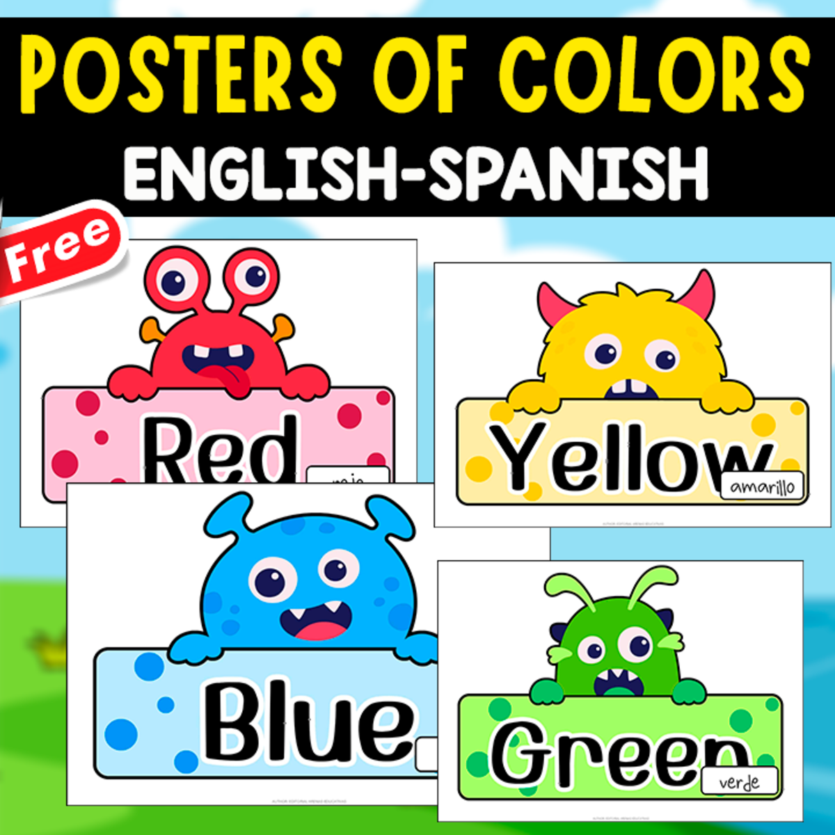 An educational teaching resource from EDITORIAL LAURA EDUCA entitled POSTERS OF THE COLORS | IN ENGLISH AND SPANISH downloadable at Teach Simple.