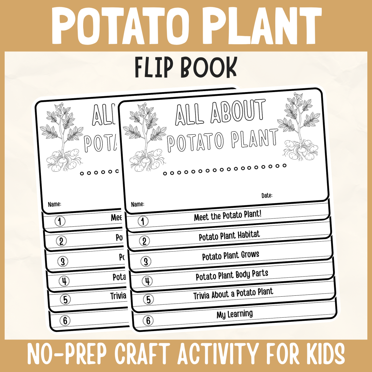 An educational teaching resource from Perfect_Printables entitled Potato Plant Flipbook Craft DIY Vegetable Science Study Writing Prompt downloadable at Teach Simple.