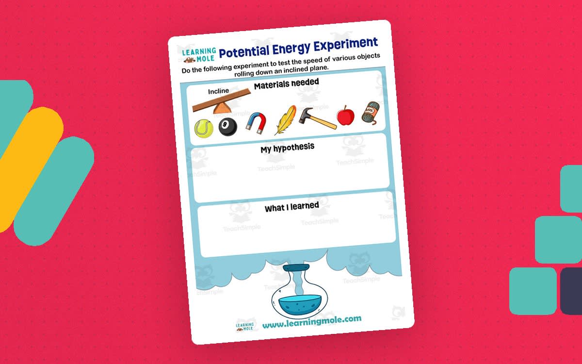 An educational teaching resource from Educational Voice entitled Potential Energy Experiment Activity downloadable at Teach Simple.