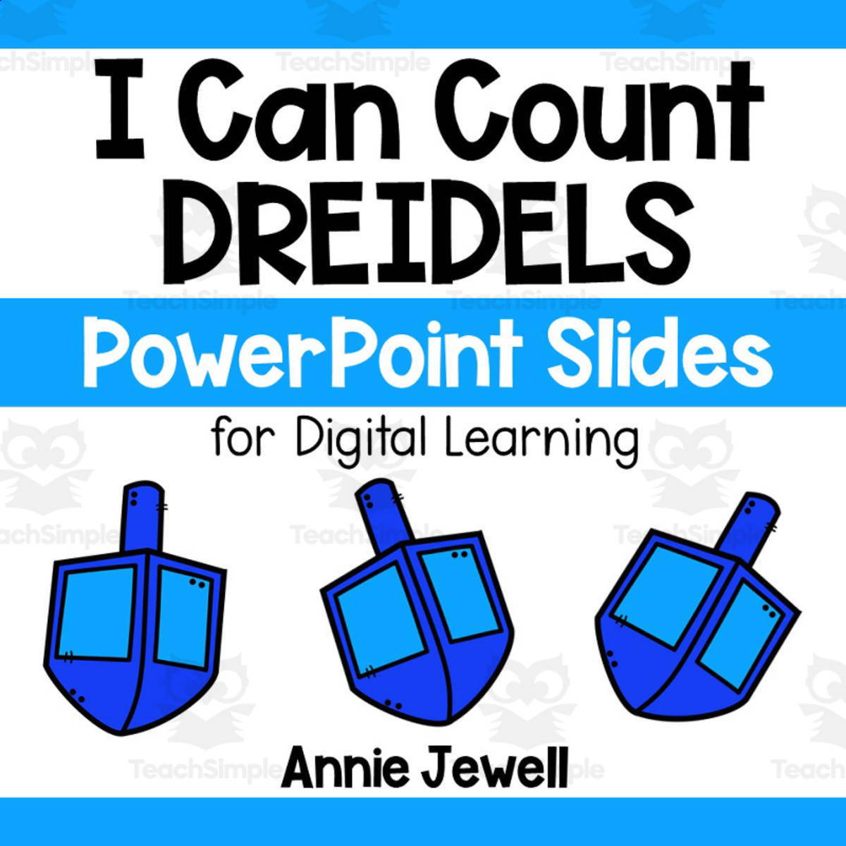 An educational teaching resource from Annie Jewell entitled PowerPoint Slides – Digital Counting Task Cards – Dreidels downloadable at Teach Simple.