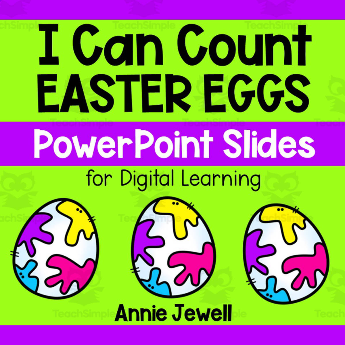 An educational teaching resource from Annie Jewell entitled PowerPoint Slides – Digital Counting Task Cards – Easter Eggs downloadable at Teach Simple.