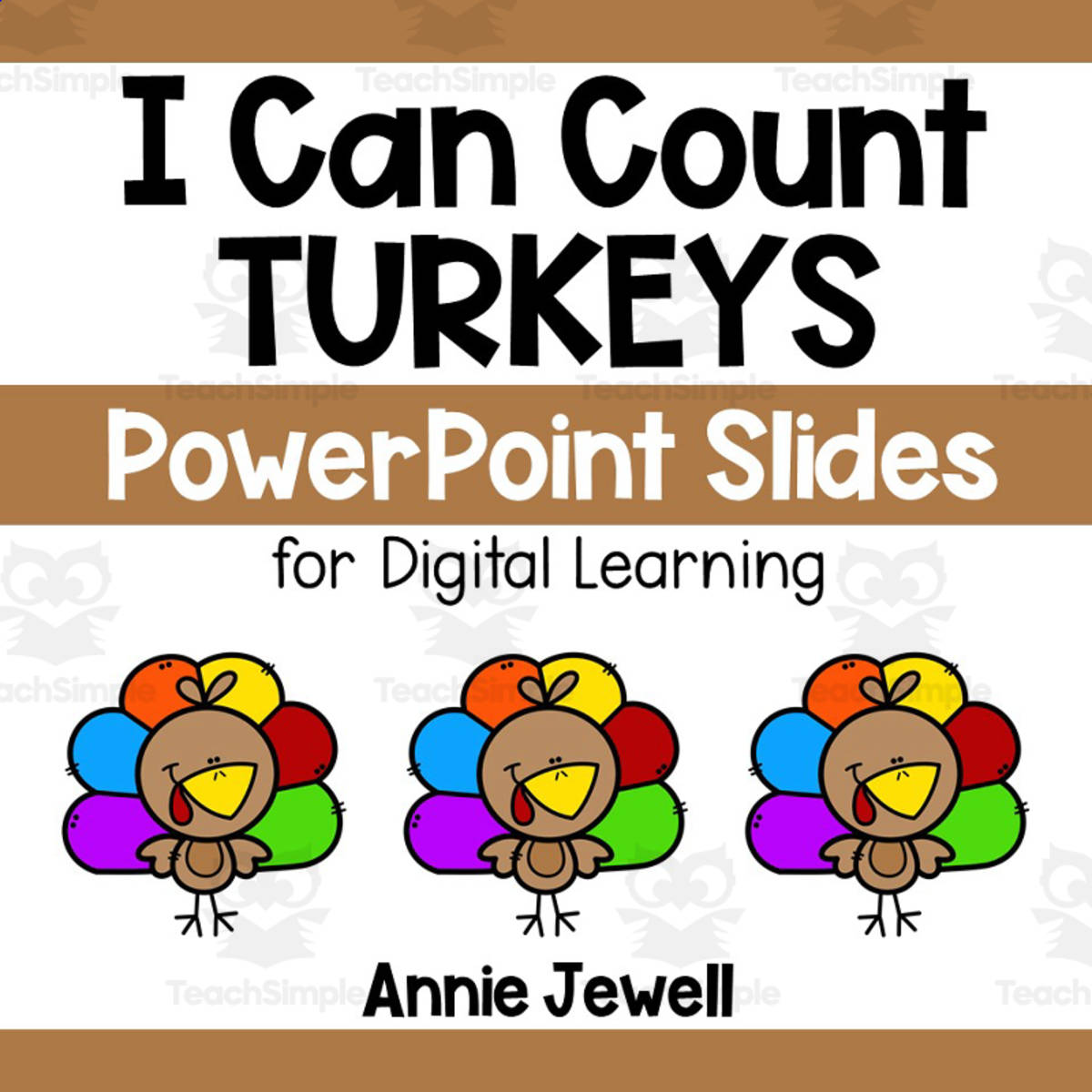 An educational teaching resource from Annie Jewell entitled PowerPoint Slides – Digital Counting Task Cards – Turkeys - Thanksgiving Theme downloadable at Teach Simple.