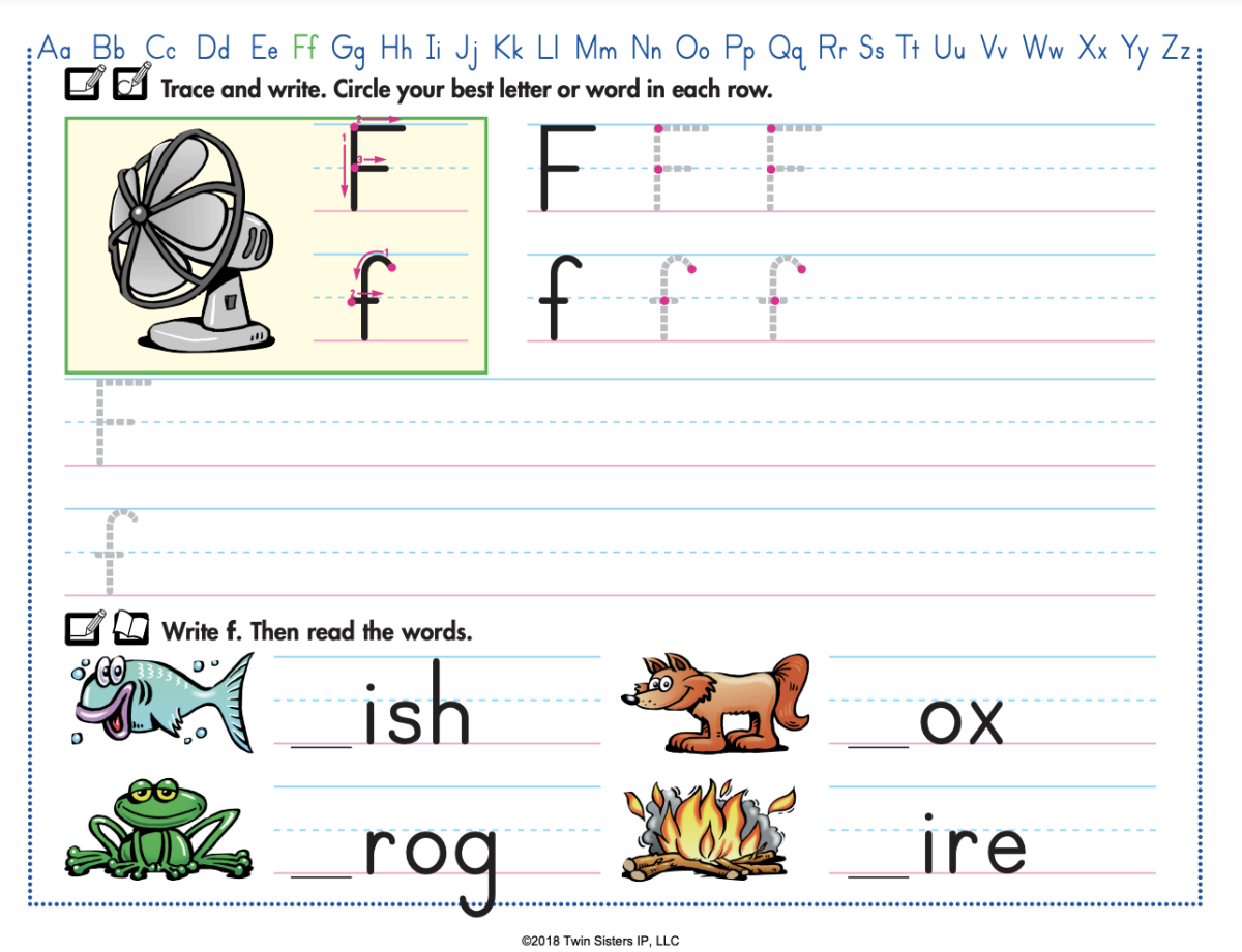 An educational teaching resource from Twin Sisters Digital Media entitled Practice Printing Grade 1 Printable Workbook downloadable at Teach Simple.