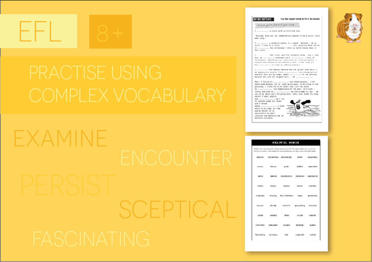 An educational teaching resource from Guinea Pig Education entitled Practise Using Complex Vocabulary: Zoggy's Trip To Hospital (EFL Work Pack) 8+ downloadable at Teach Simple.