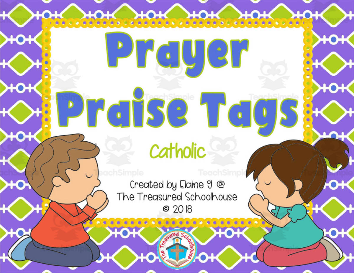 An educational teaching resource from The Treasured Schoolhouse entitled Prayer Praise Tags Set 1 downloadable at Teach Simple.