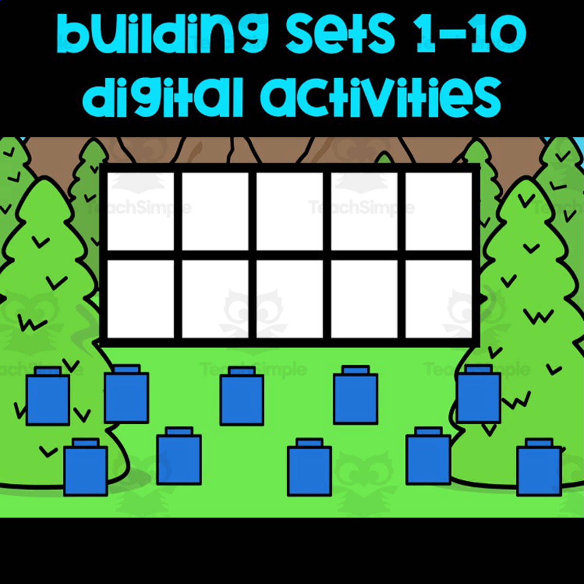 An educational teaching resource from JoyfulToddler entitled Pre-K/Kindergarten math- Building sets 1-10- digital activity & google slides downloadable at Teach Simple.