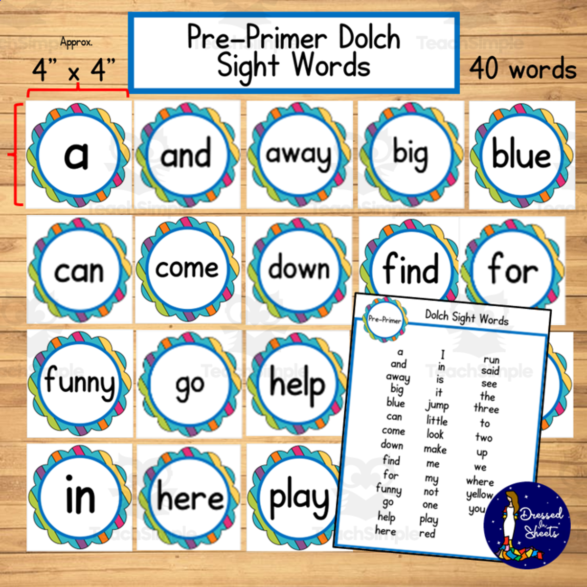 An educational teaching resource from Soumara Siddiqui entitled Pre-Primer Dolch Sight Words Word Wall downloadable at Teach Simple.
