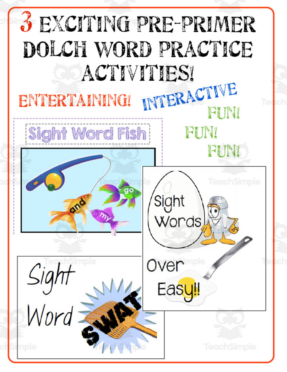 An educational teaching resource from Easy Peasy Primary Resources entitled Pre-Primer Dolch Words Activity Packet downloadable at Teach Simple.