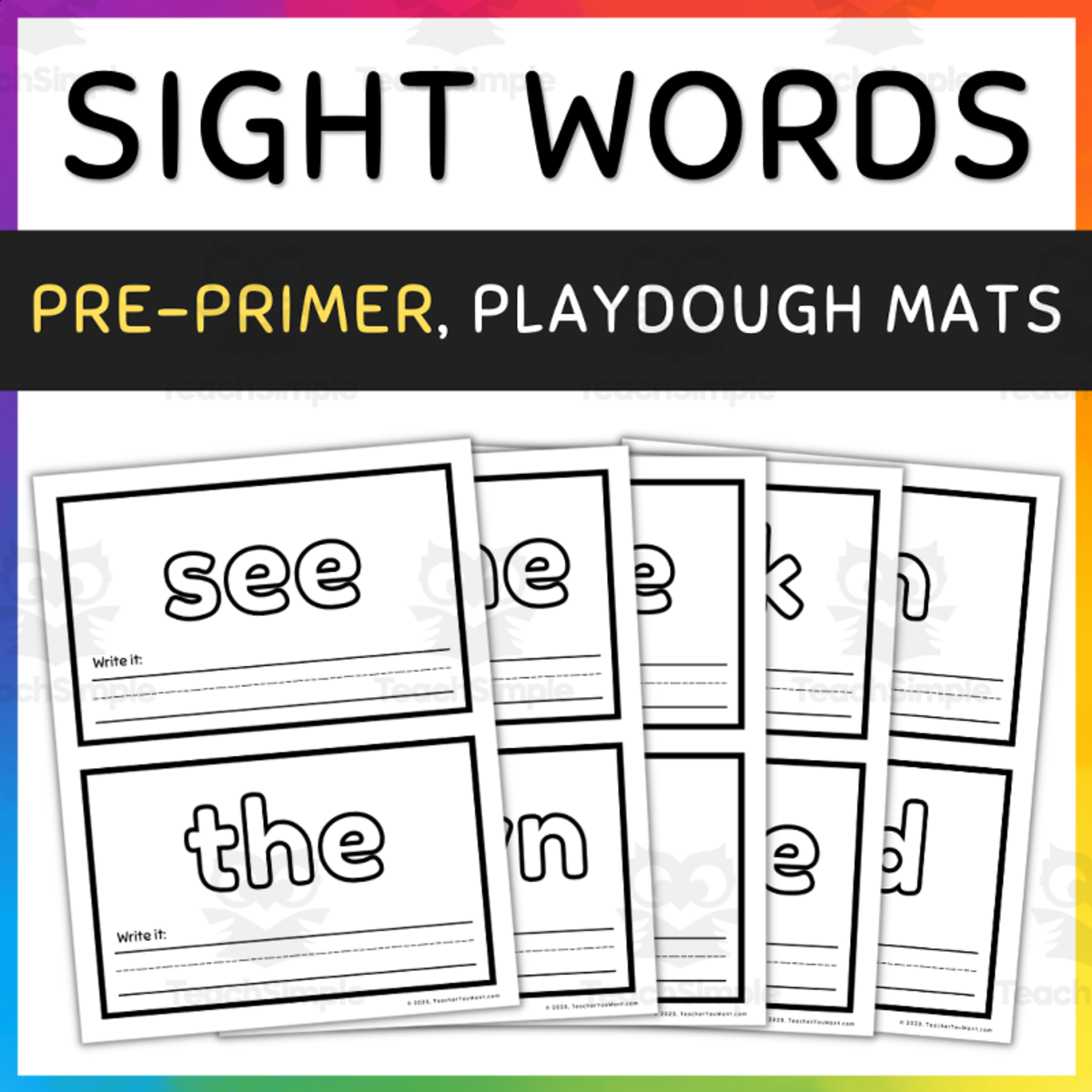 An educational teaching resource from TeacherYouWant entitled Pre-Primer Sight Words, Playdough Mats downloadable at Teach Simple.