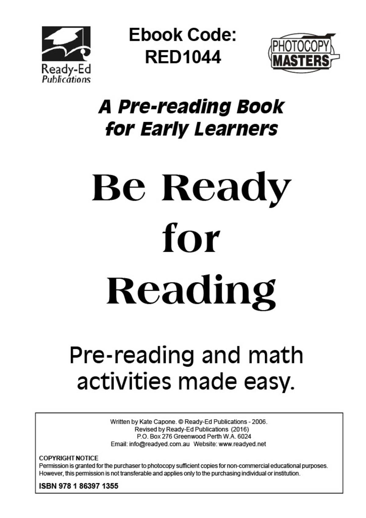 An educational teaching resource from Ready-Ed Publications entitled Pre-Reading Book for Early Learners Workbook downloadable at Teach Simple.