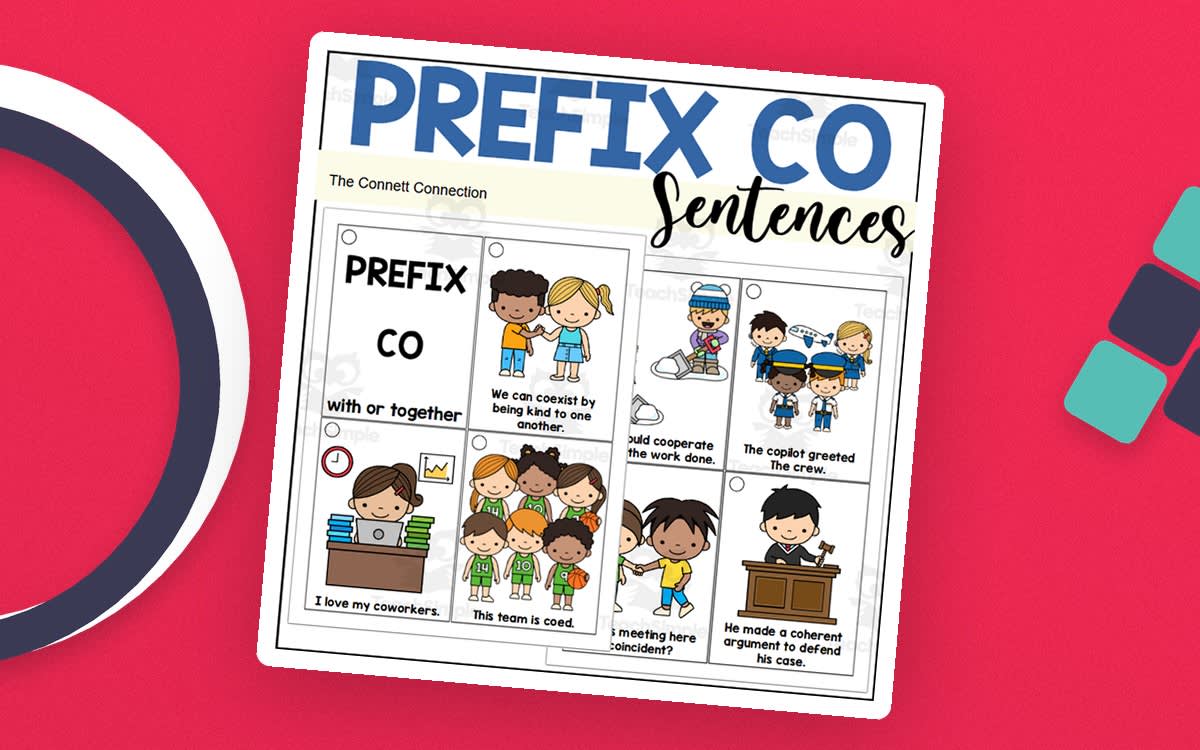 An educational teaching resource from The Connett Connection entitled Prefix CO Sentence Reading Rings downloadable at Teach Simple.