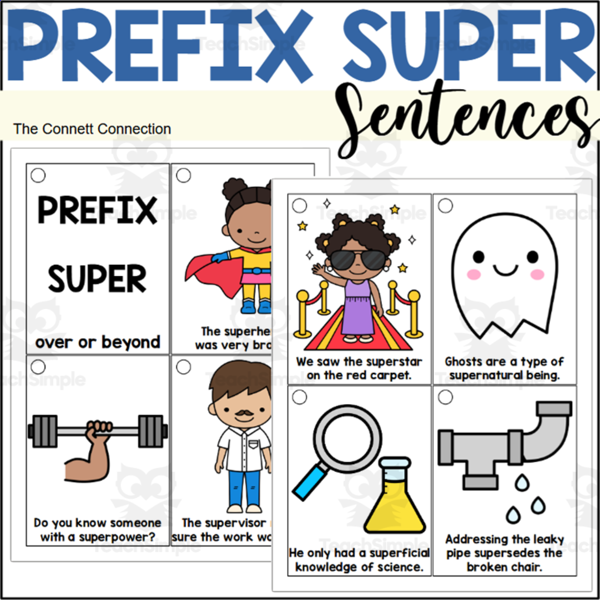 An educational teaching resource from The Connett Connection entitled Prefix Super Sentence Reading Rings downloadable at Teach Simple.