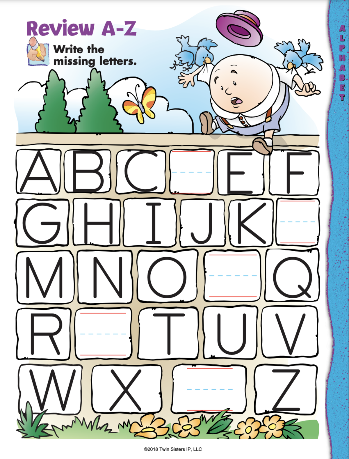 An educational teaching resource from Twin Sisters Digital Media entitled PreK Learning: Recognizing and Writing Letters A-Z Printable Workbook downloadable at Teach Simple.