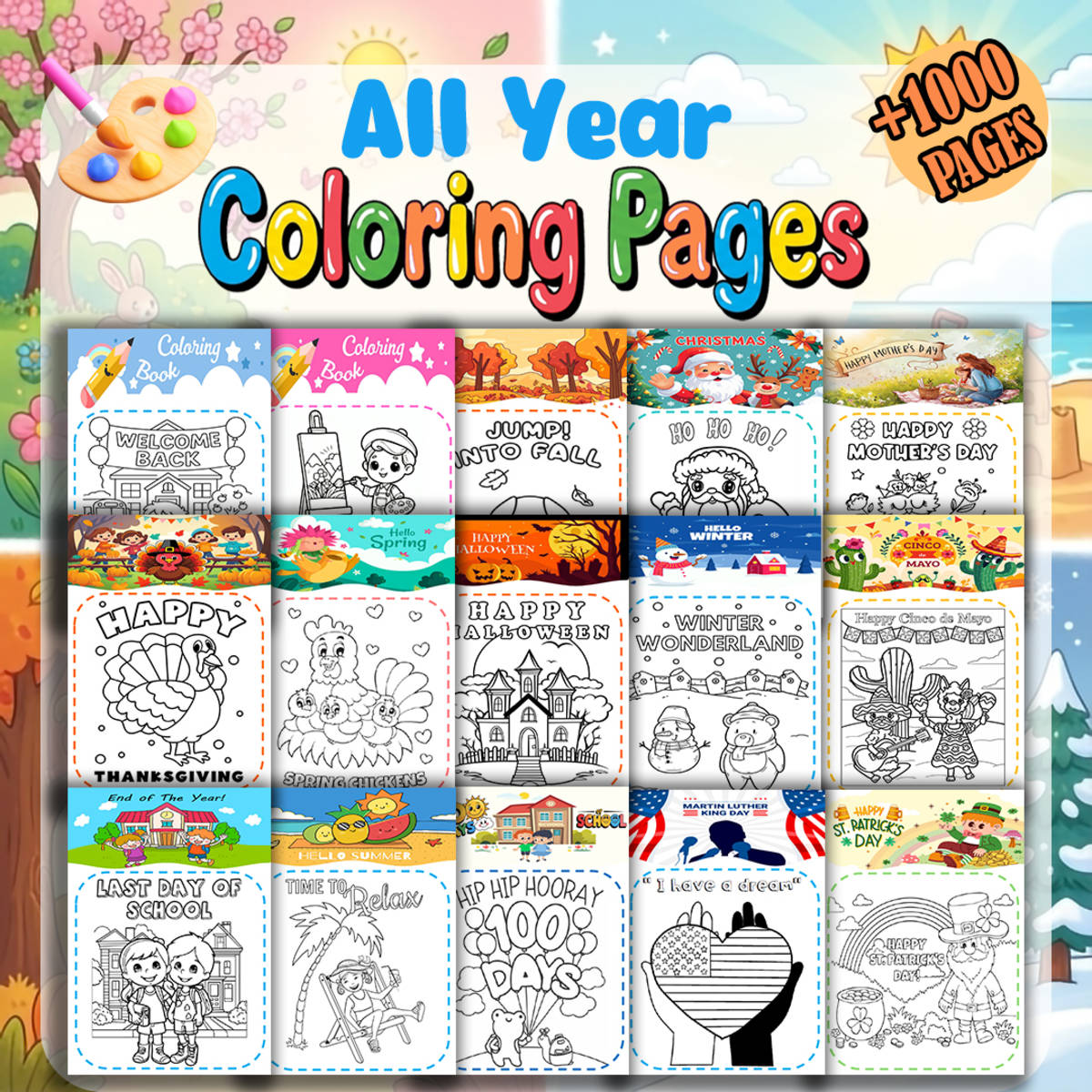 An educational teaching resource from Bambolina55 entitled Preschool - Kindergarten Coloring Pages All Year Long | Morning Work downloadable at Teach Simple.