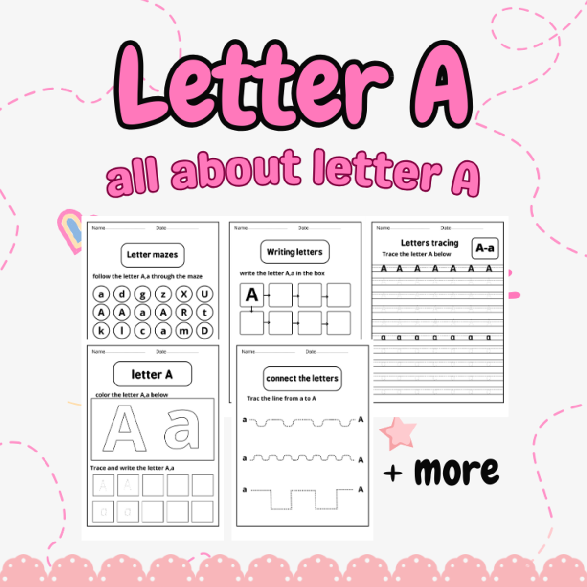 An educational teaching resource from successful teachers resource entitled preschool letter a-Letter a handwriting page-Letter a booklet downloadable at Teach Simple.