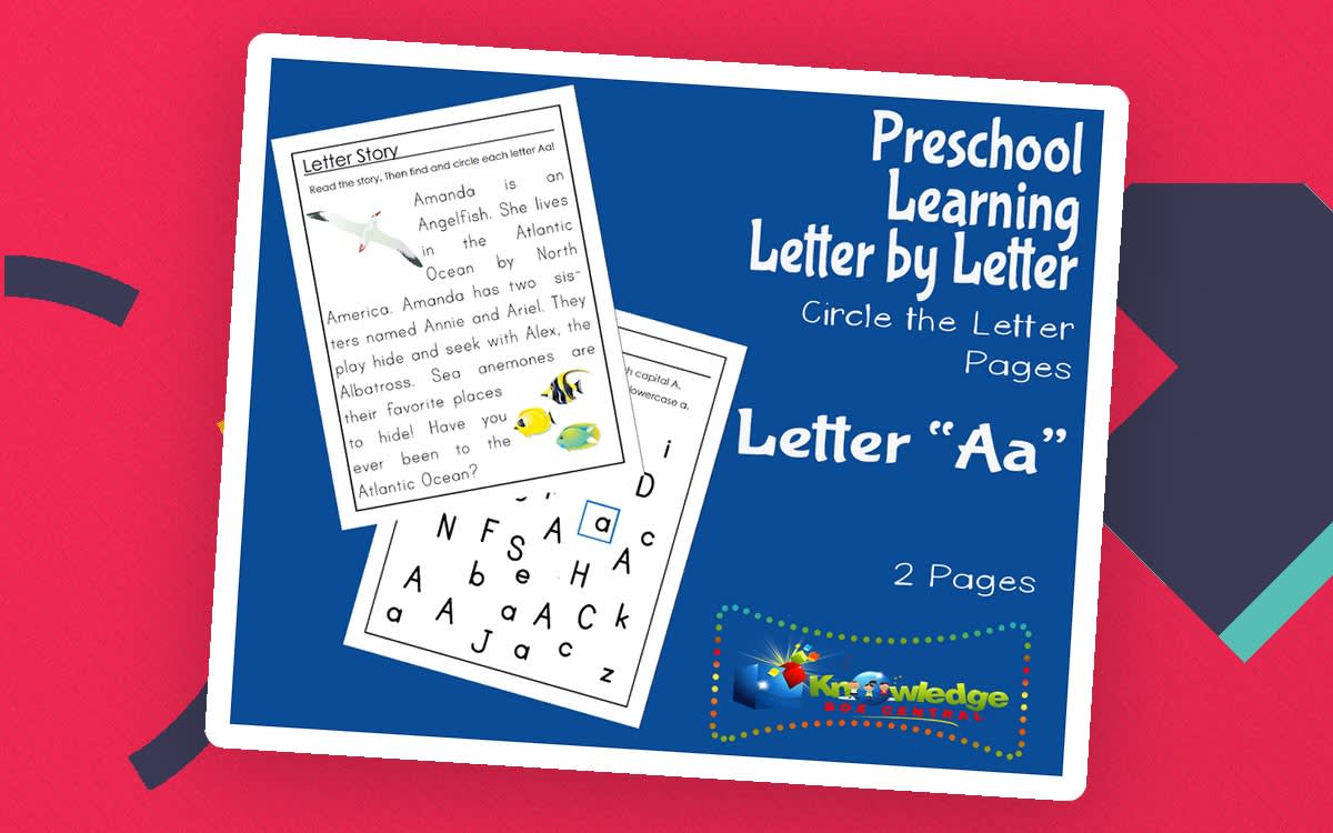 An educational teaching resource from Knowledge Box Central entitled Preschool Letter by Letter: Letter A - Circle the Letter downloadable at Teach Simple.