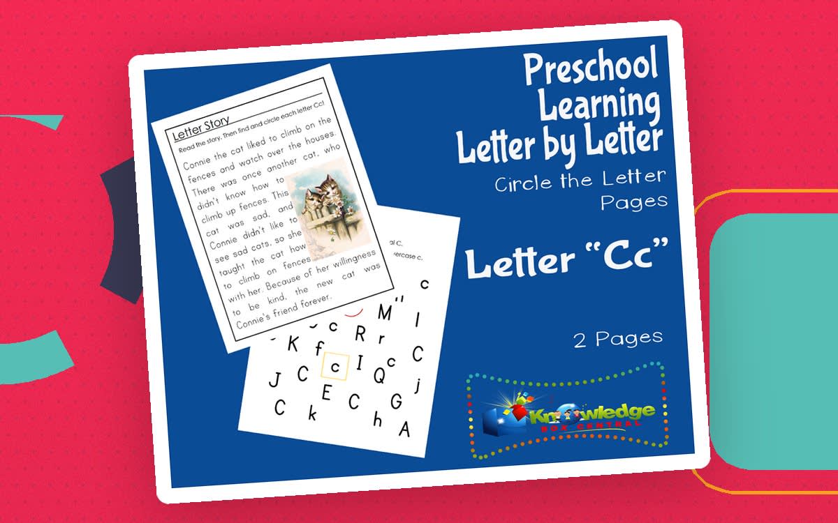 An educational teaching resource from Knowledge Box Central entitled Preschool Letter by Letter: Letter C - Circle the Letter downloadable at Teach Simple.