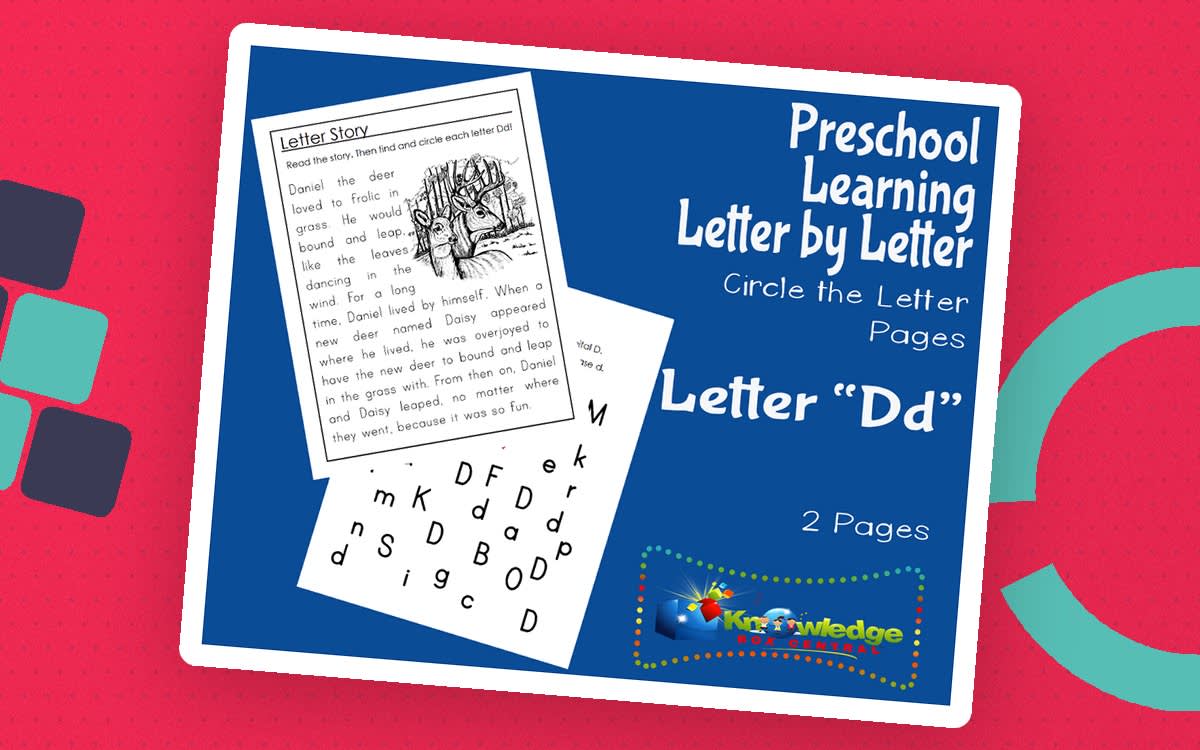 An educational teaching resource from Knowledge Box Central entitled Preschool Letter by Letter: Letter D - Circle the Letter downloadable at Teach Simple.