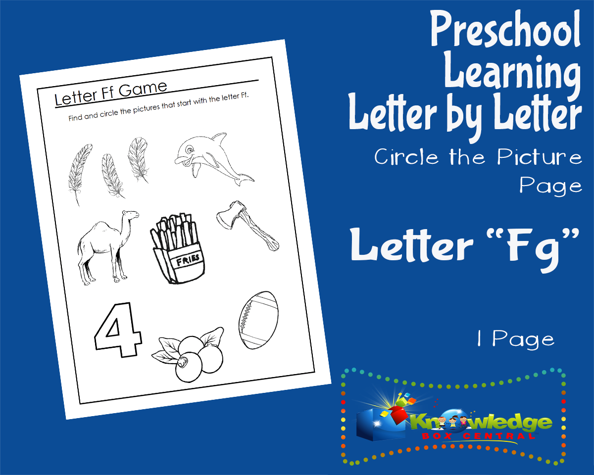 An educational teaching resource from Knowledge Box Central entitled Preschool Letter by Letter: Letter F - Circle the Picture downloadable at Teach Simple.