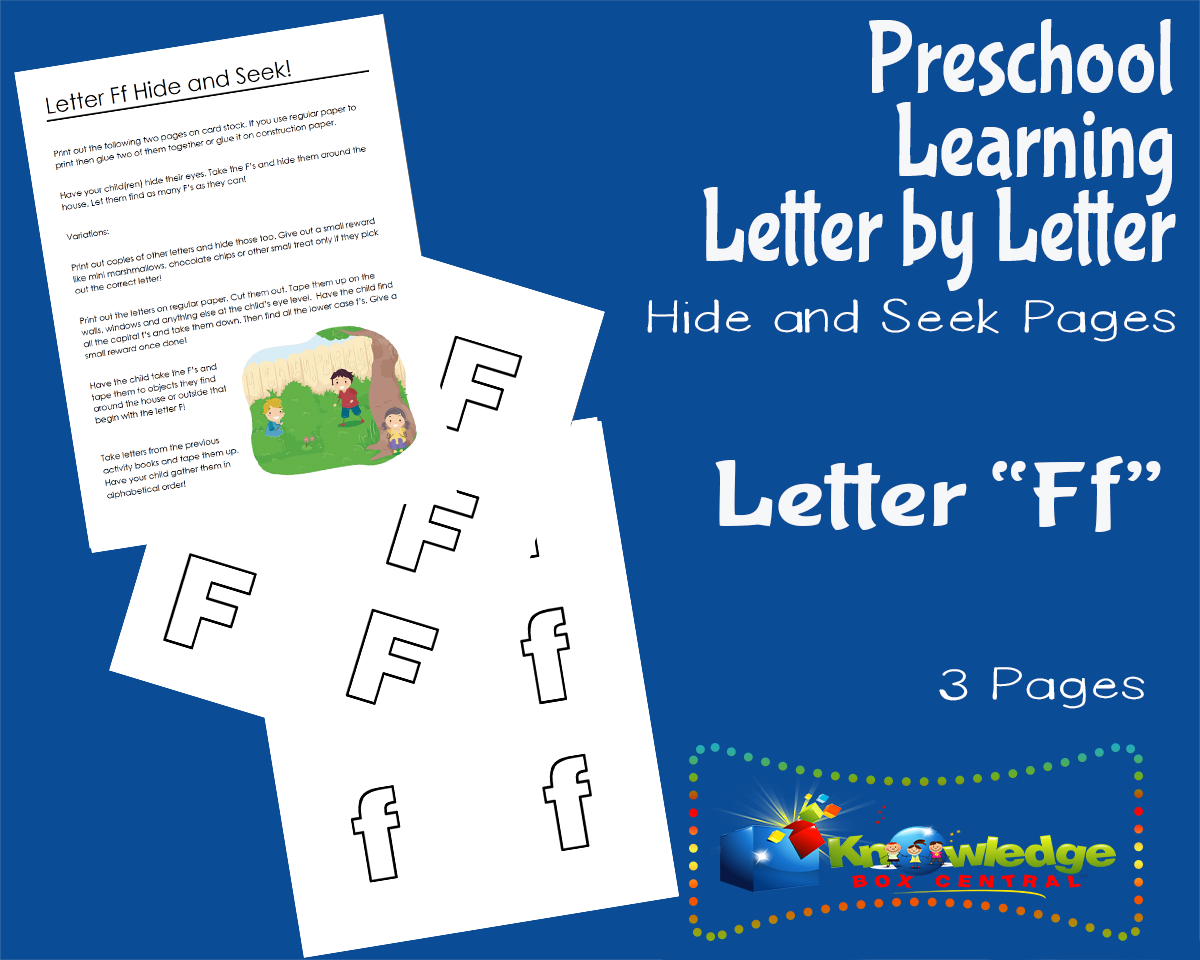 An educational teaching resource from Knowledge Box Central entitled Preschool Letter by Letter: Letter F - Hide and Seek downloadable at Teach Simple.