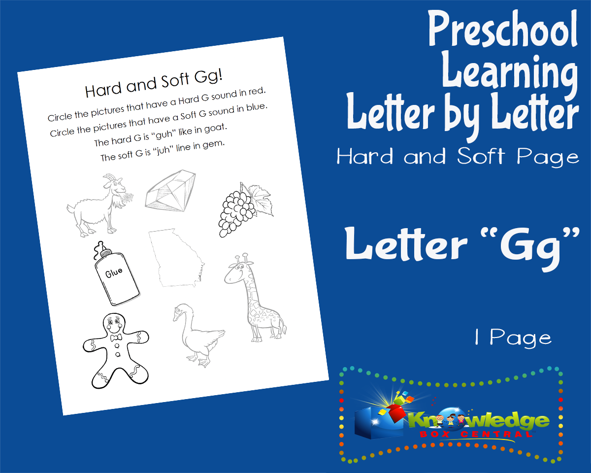 An educational teaching resource from Knowledge Box Central entitled Preschool Letter by Letter: Letter G - Hard and Soft downloadable at Teach Simple.