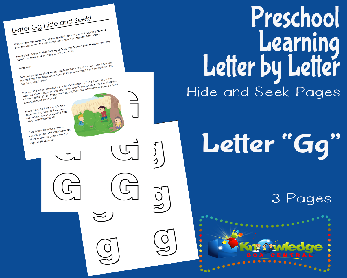 An educational teaching resource from Knowledge Box Central entitled Preschool Letter by Letter: Letter G - Hide and Seek downloadable at Teach Simple.