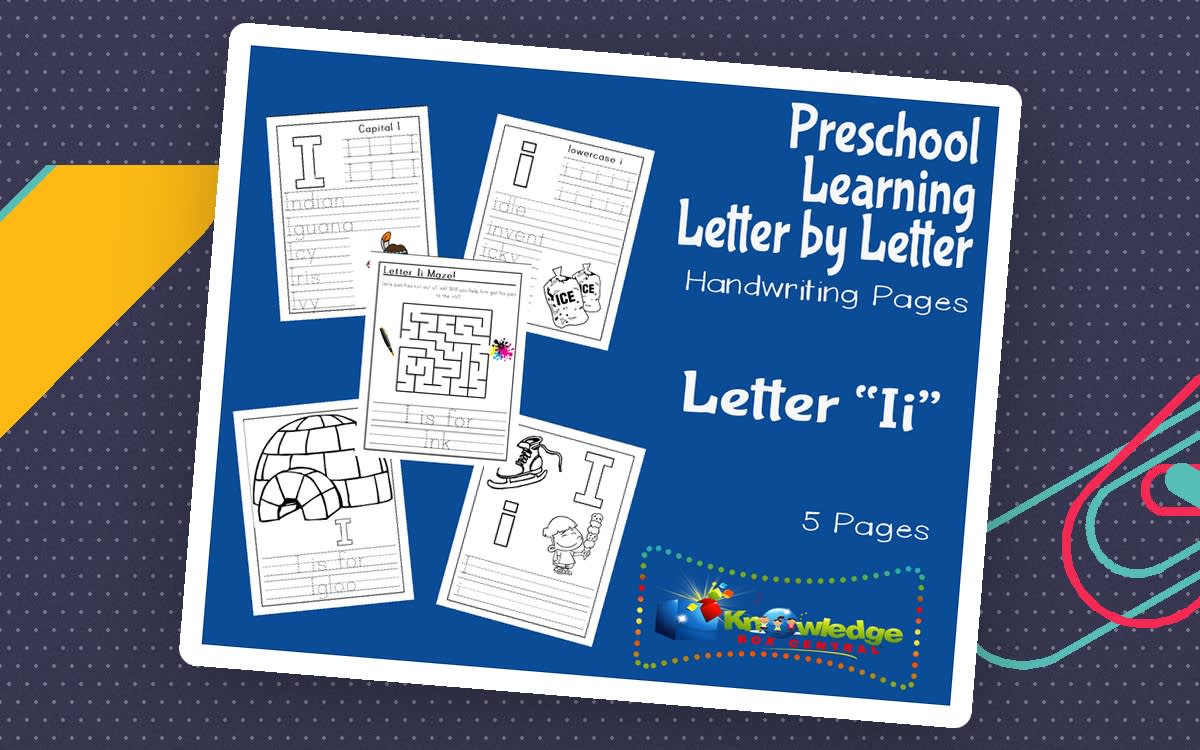 An educational teaching resource from Knowledge Box Central entitled Preschool Letter by Letter: Letter I - Handwriting downloadable at Teach Simple.