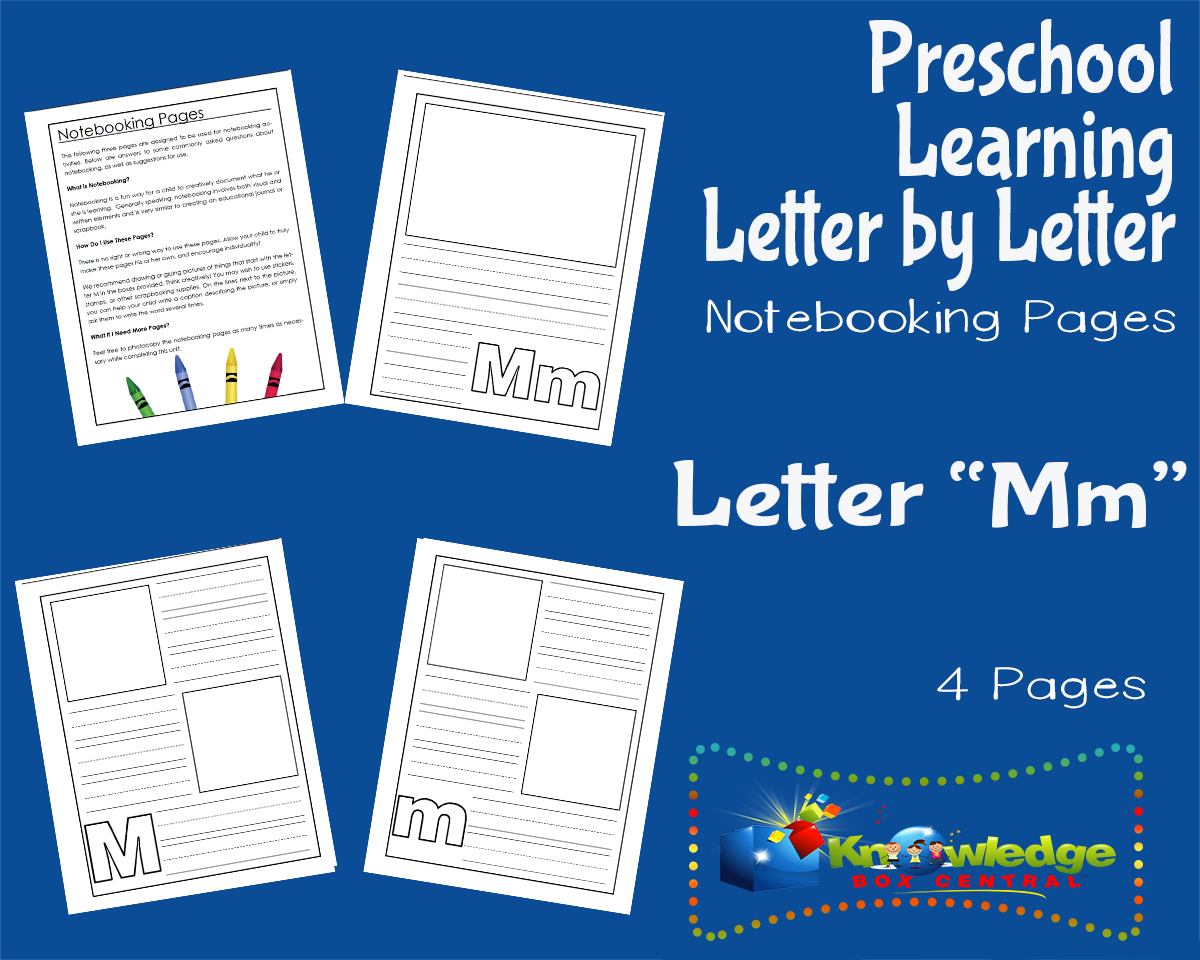 An educational teaching resource from Knowledge Box Central entitled Preschool Letter by Letter: Letter M - Notebooking downloadable at Teach Simple.