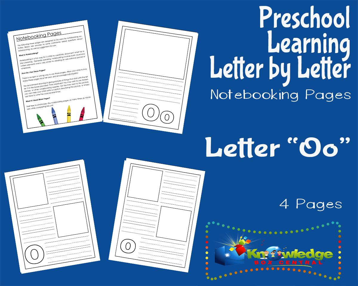 An educational teaching resource from Knowledge Box Central entitled Preschool Letter by Letter: Letter O - Notebooking downloadable at Teach Simple.