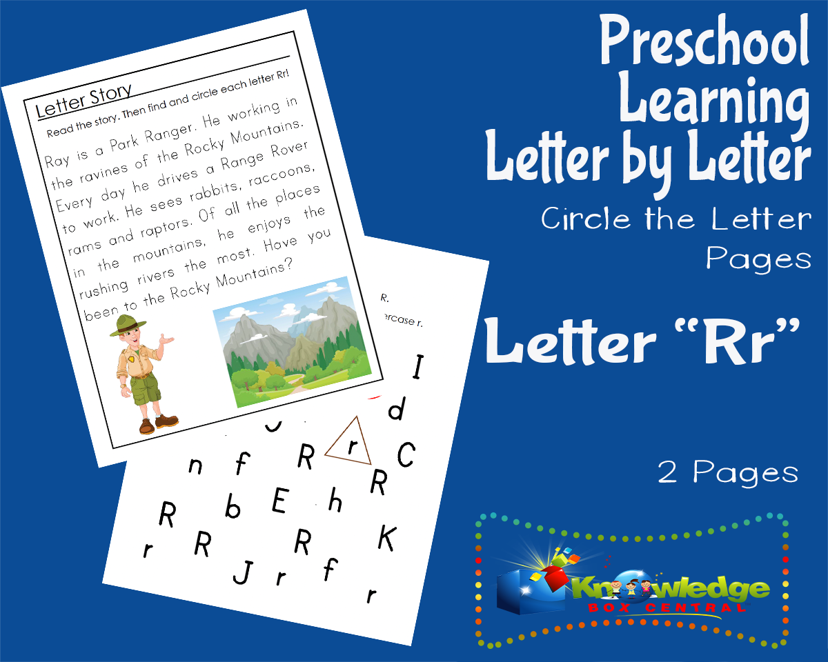 An educational teaching resource from Knowledge Box Central entitled Preschool Letter by Letter: Letter R - Circle the Letter downloadable at Teach Simple.