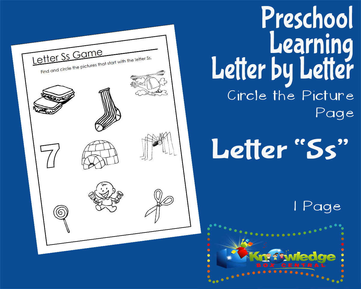 An educational teaching resource from Knowledge Box Central entitled Preschool Letter by Letter: Letter S - Circle the Picture downloadable at Teach Simple.