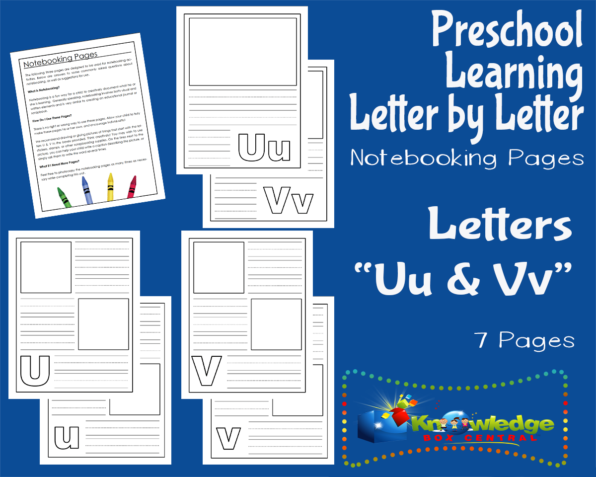 An educational teaching resource from Knowledge Box Central entitled Preschool Letter by Letter: Letters U & V - Notebooking downloadable at Teach Simple.