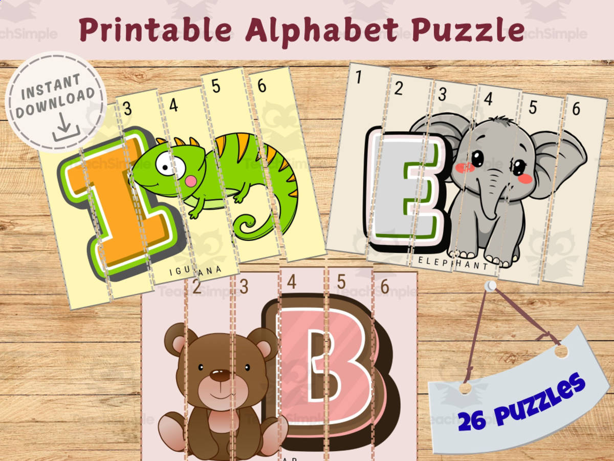 An educational teaching resource from Jenstrokeandstyle entitled Preschool Toddler Animal Puzzle downloadable at Teach Simple.