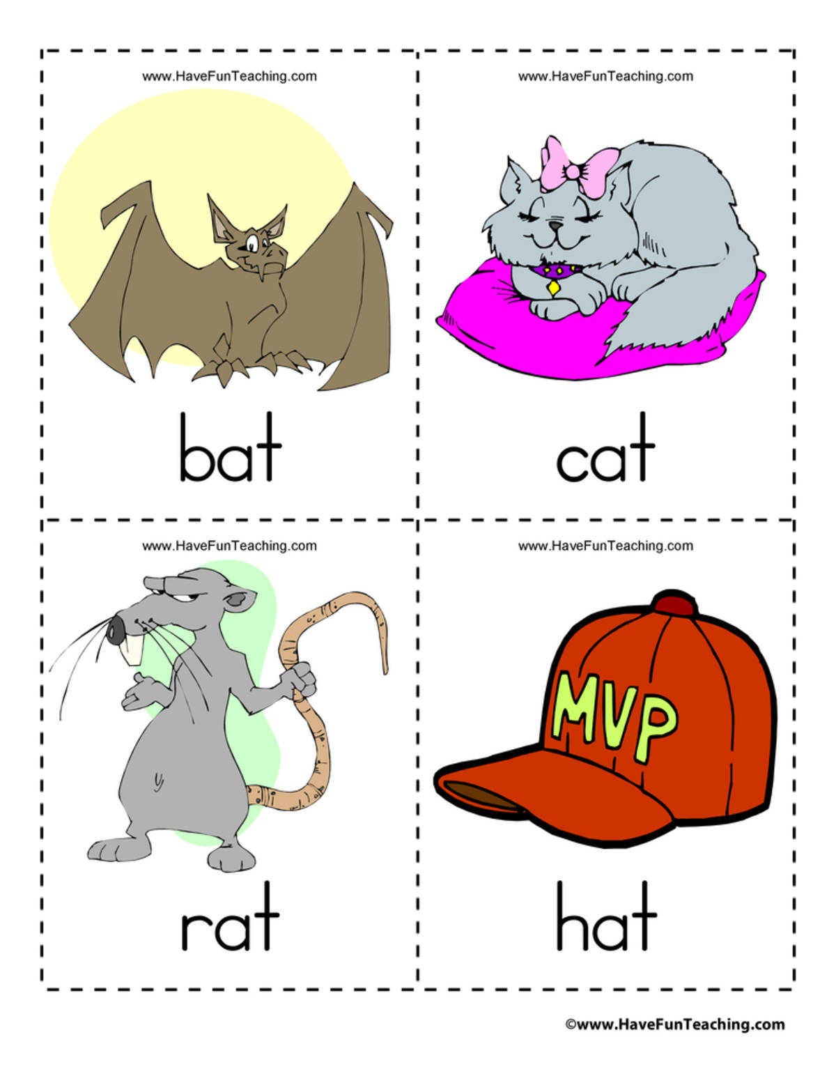 An educational teaching resource from Have Fun Teaching entitled Preschool Vocabulary Flash Cards downloadable at Teach Simple.