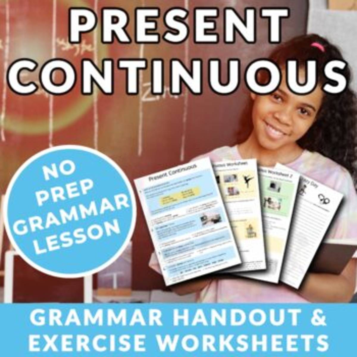 An educational teaching resource from The Laughing Linguist entitled Present Continuous - ESL / ELL Worksheets & Activities downloadable at Teach Simple.