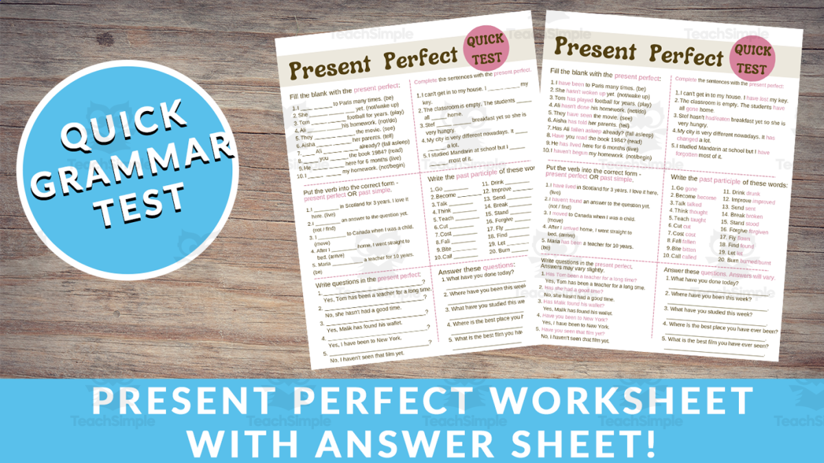 An educational teaching resource from The Laughing Linguist entitled Present Perfect - Test Worksheet for English & ESL Students downloadable at Teach Simple.
