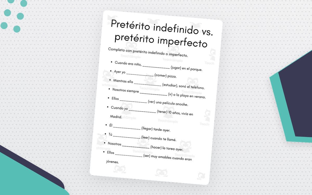 An educational teaching resource from MultiLingual Grammar Lab entitled pretérito indefinido vs pretérito imperfecto ejercicios downloadable at Teach Simple.