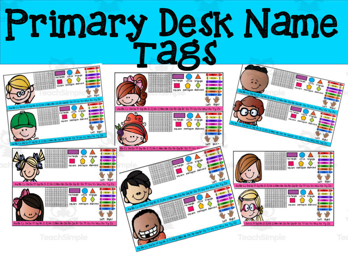 An educational teaching resource from Kerry Boles entitled Primary Desk Name Tags downloadable at Teach Simple.