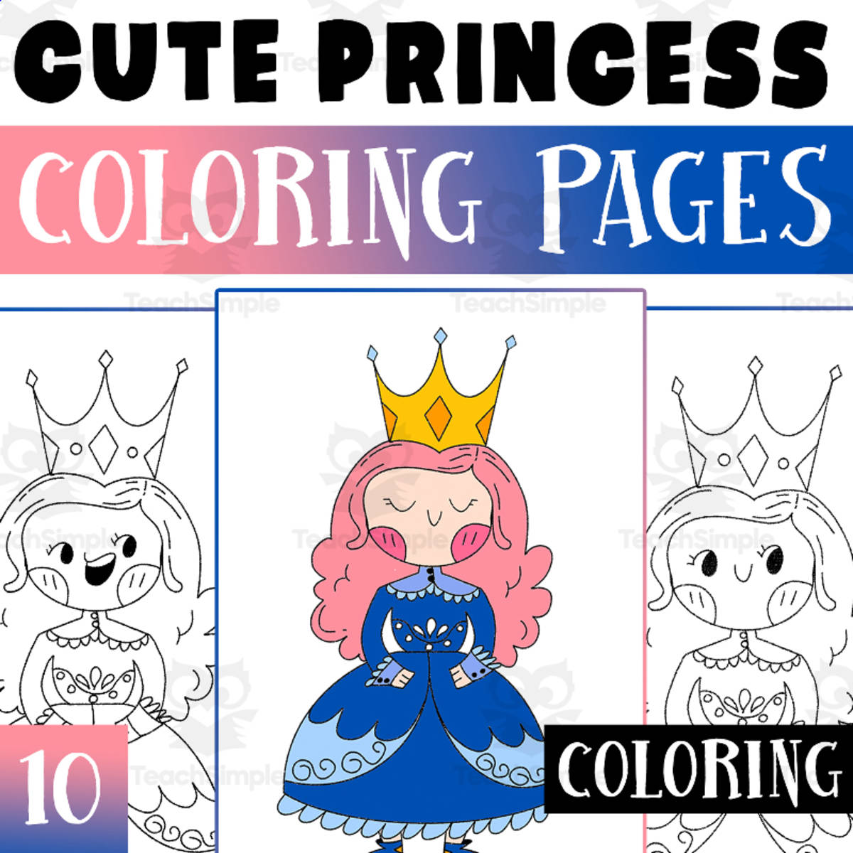 An educational teaching resource from Lapiiin Art Activities entitled Princess Coloring Pages Worksheet Activity for Morning Work downloadable at Teach Simple.