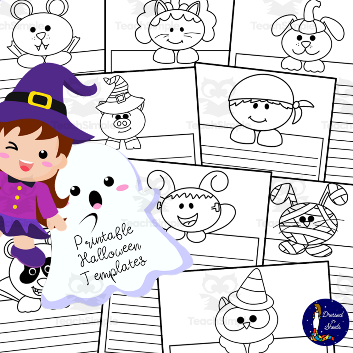 An educational teaching resource from Soumara Siddiqui entitled Printable Halloween Templates downloadable at Teach Simple.