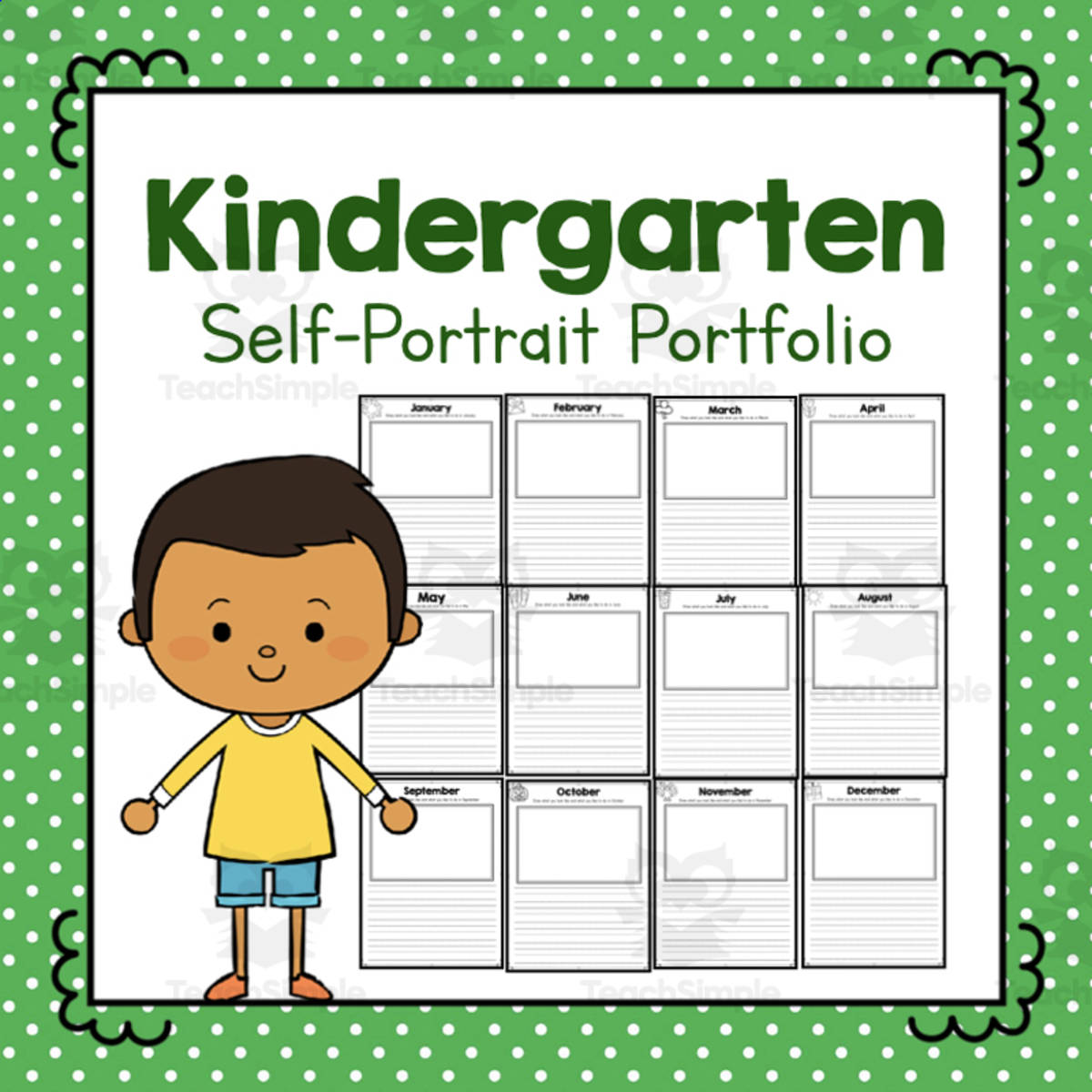 An educational teaching resource from Simply Schoolgirl entitled Printable Kindergarten Writing Portfolio downloadable at Teach Simple.