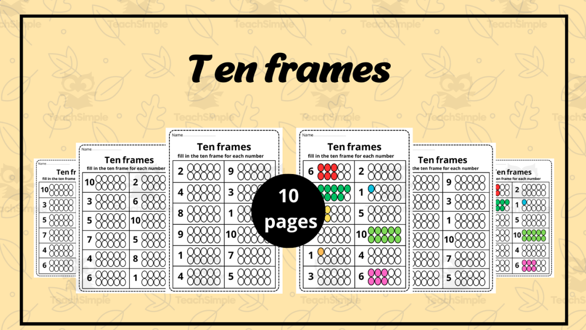 An educational teaching resource from successful teachers resource entitled printable ten frame worksheets 1-10 - downloadable at Teach Simple.