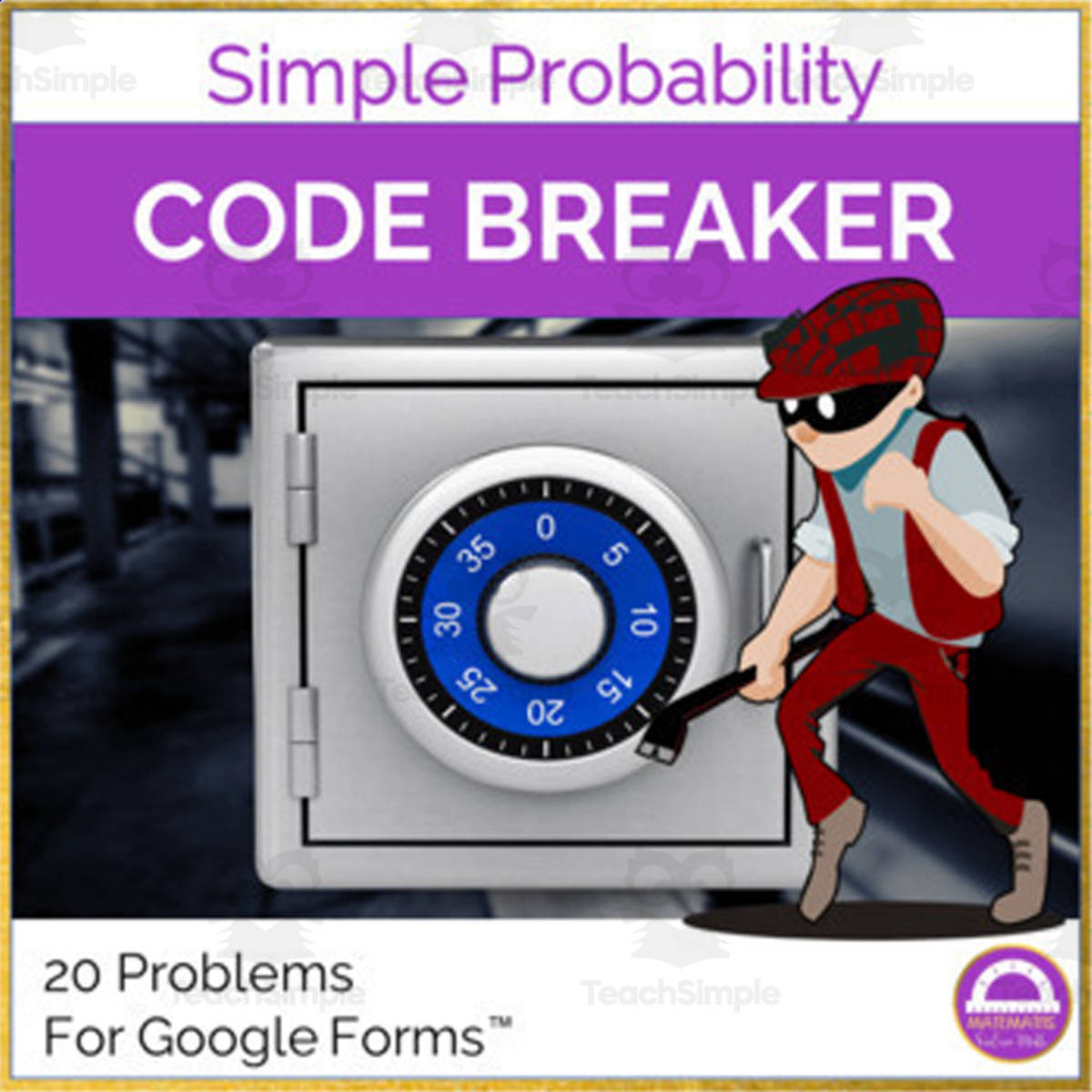 An educational teaching resource from Matemaths entitled Probability Problems Code Breaker downloadable at Teach Simple.