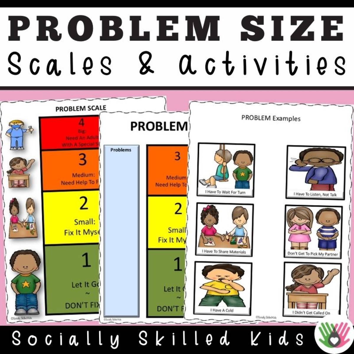 An educational teaching resource from Socially Skilled Kids entitled PROBLEM SIZES Scales & Activities, Differentiated Scales downloadable at Teach Simple.